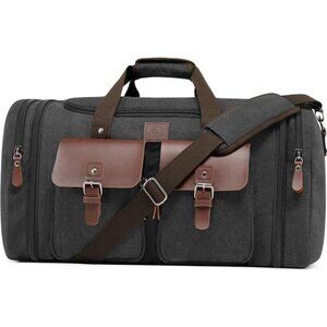 Mens Canvas Duffel Bag Travel 50L Weekender Carry On Overnight Expandable Bag